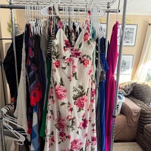 FAVLUX Strapless Floral jumpsuit in White and Pink